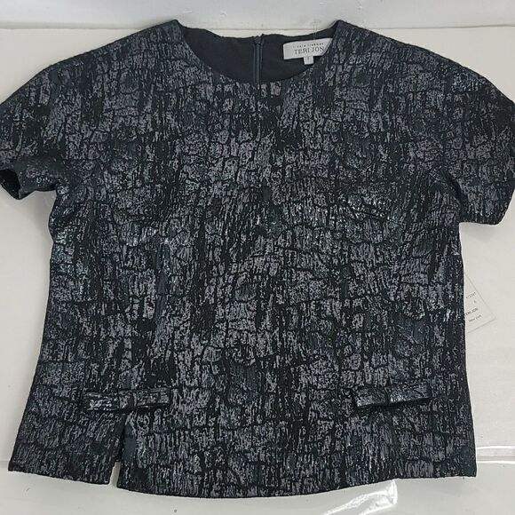 Rickie Freeman for Teri Jon NWT Black/ Chrome Top Size 6 - Picture 2 of 11